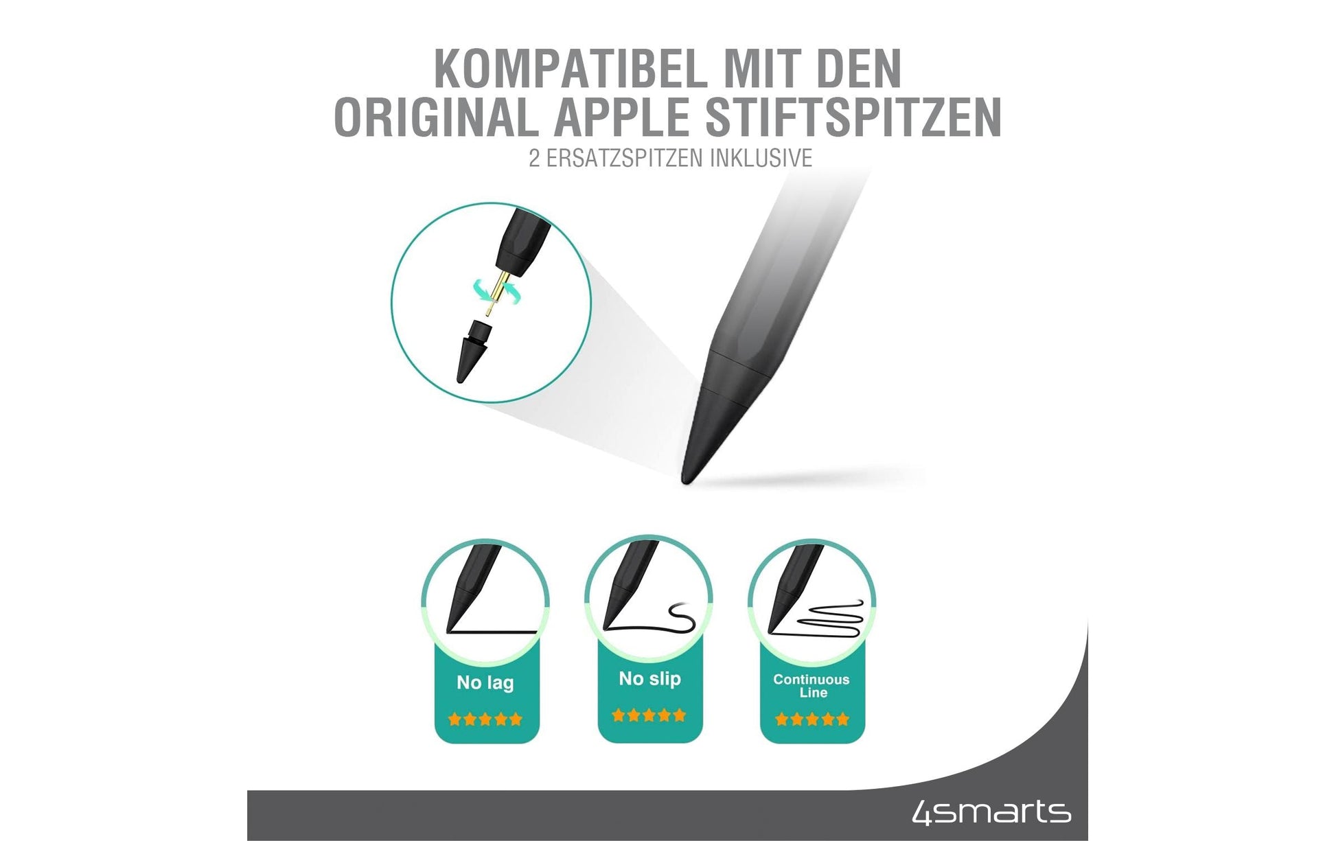 4smarts Active Pencil Pro 3 Eingabestift für Apple iPad (iPad 9,7", 10,2", 10,9", mini 8,3", Air 10,9", Pro 11)