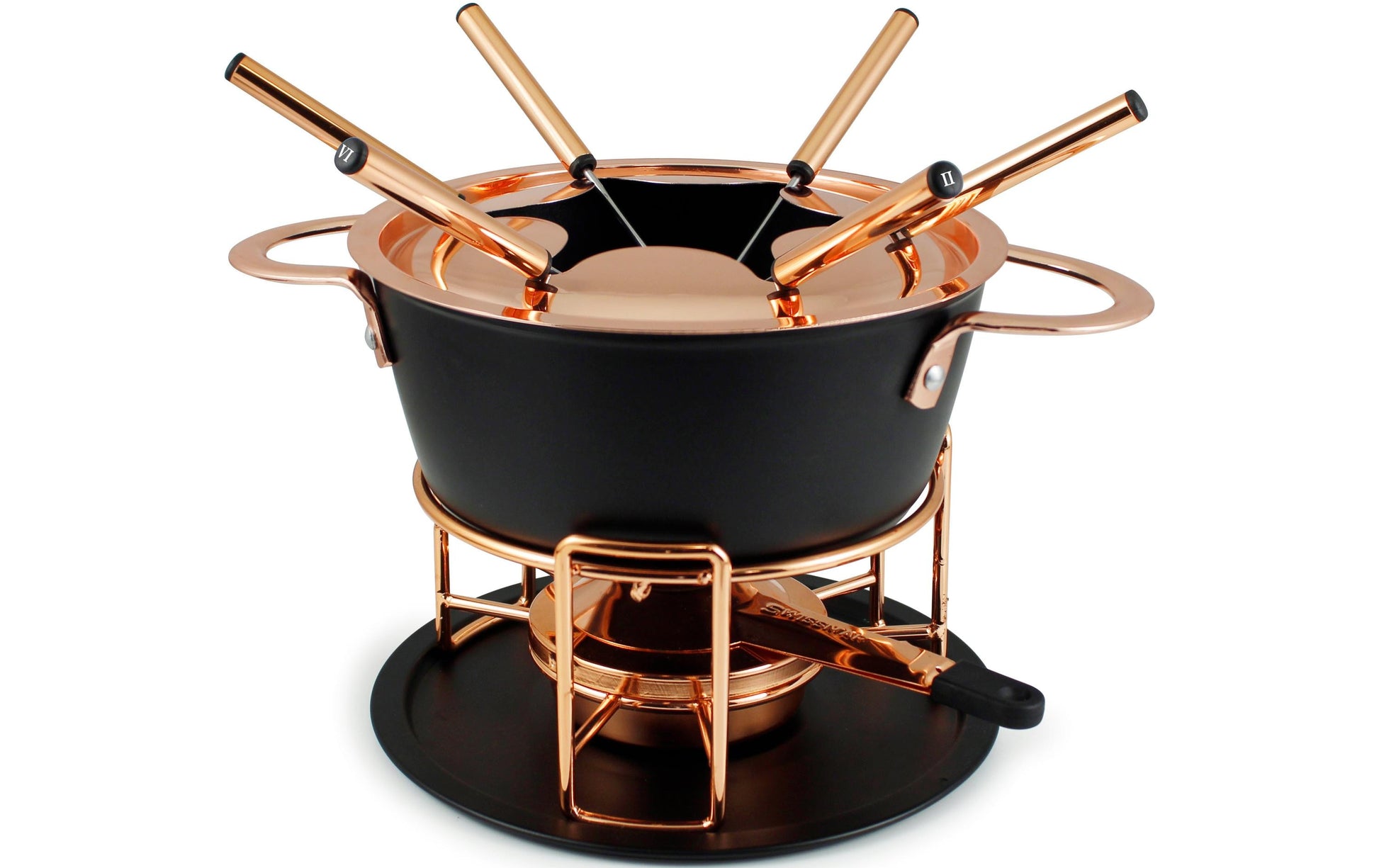 Swissmar Fondue-Set – Ø 21 cm, 1,5 l, Aluminium, für Fondue Bourguignonne, Gas, 6 Personen, 11 Teile
