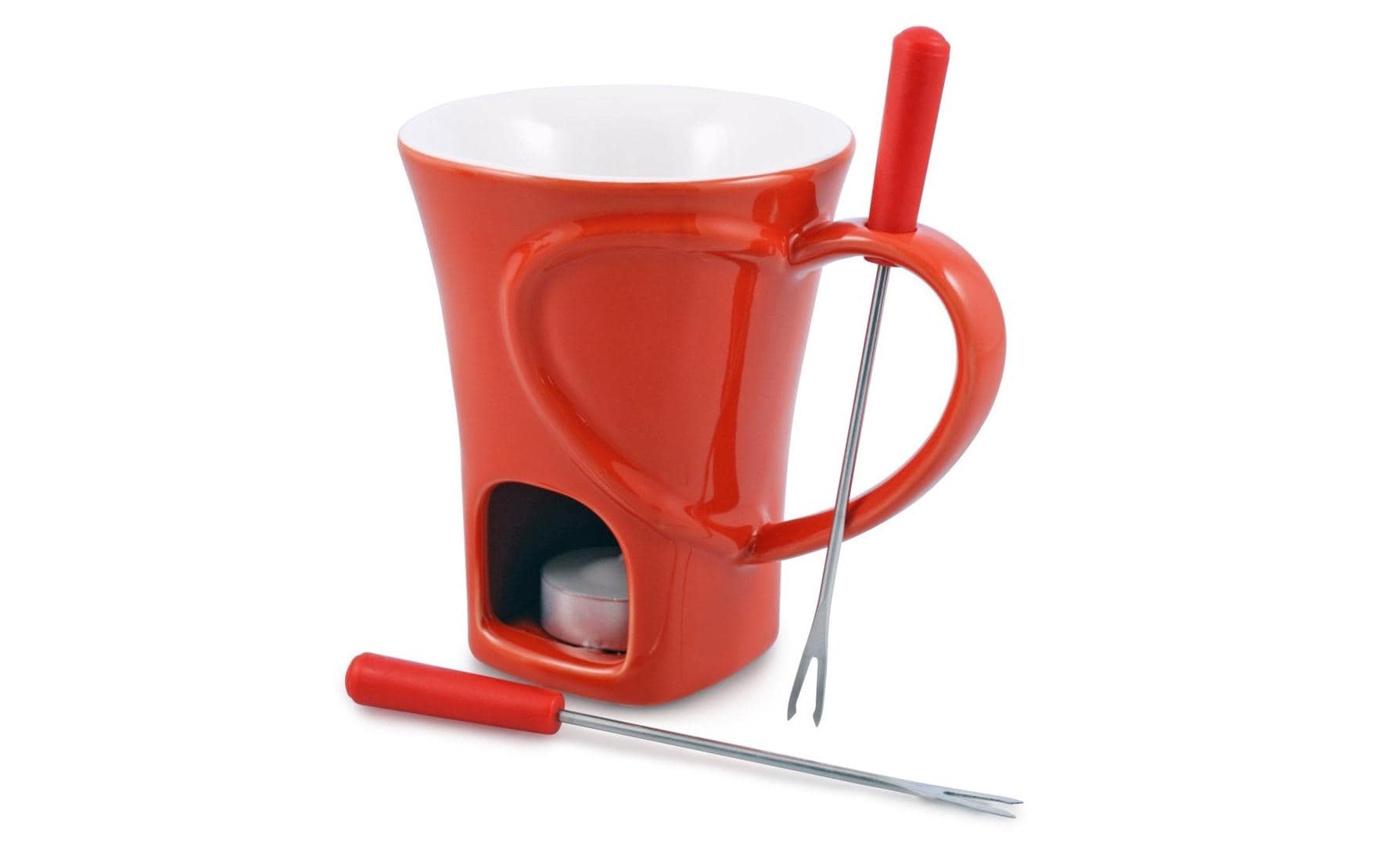 Swissmar Fondue-Set Sweetheart – Keramik, 2 Personen, Teelicht – Rot
