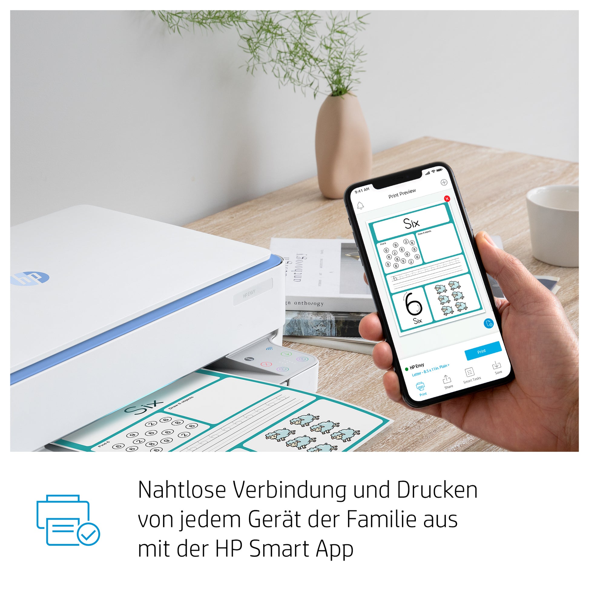 HP ENVY 6010 – Farbtintenstrahl-Multifunktionsdrucker, A4, 3-in-1, Duplex, WLAN, AirPrint, Mopria