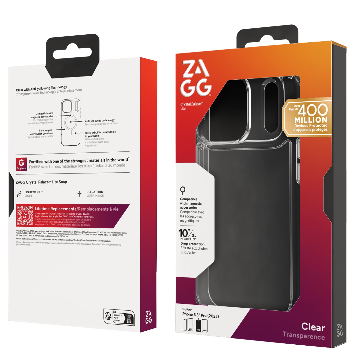 ZAGG Crystal Palace Lite Backcover – für Apple iPhone 17 Pro, Graphen, Transparent, bis 3 m Sturzsicher