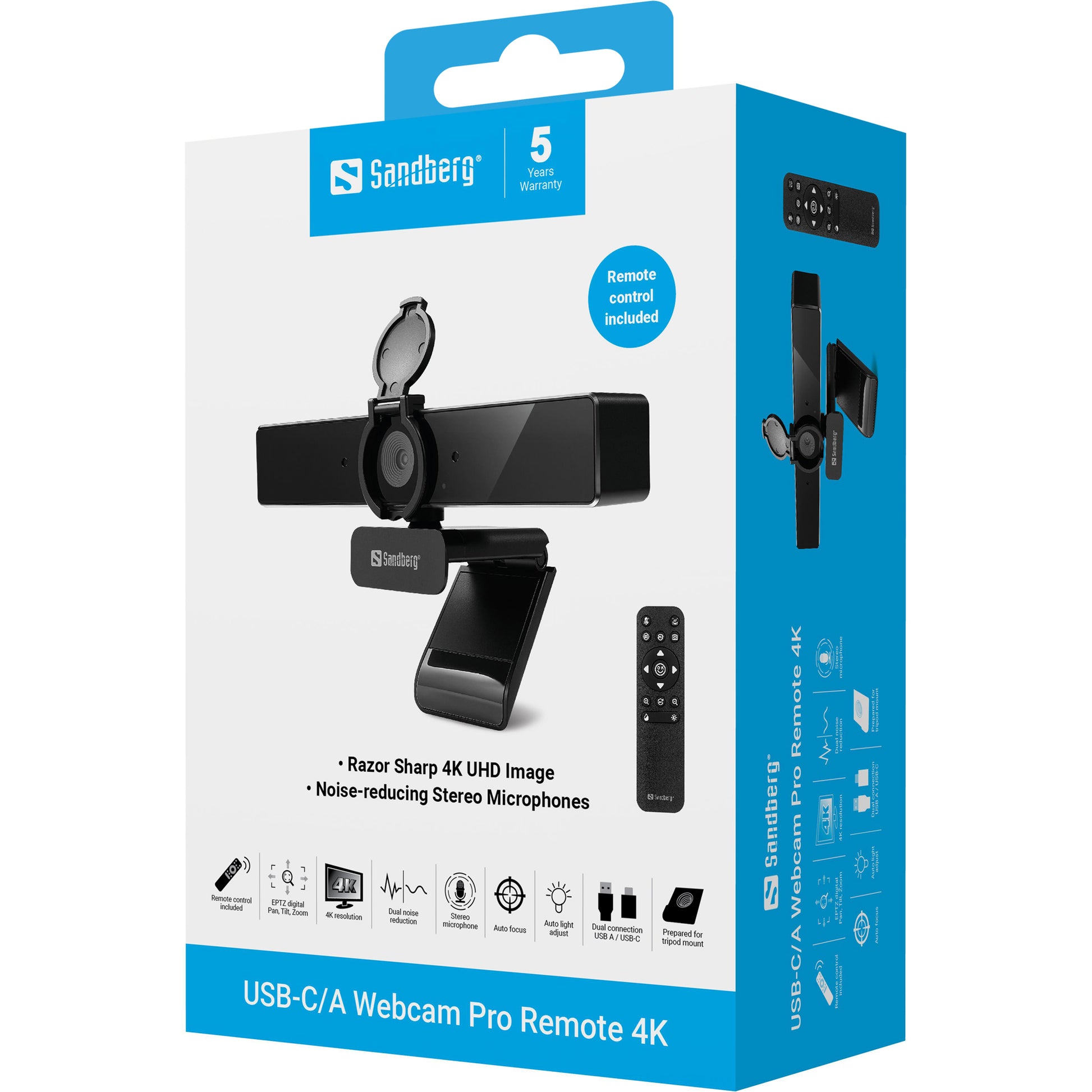 Sandberg Pro Remote – Webcam – 4K, USB-C, USB-A