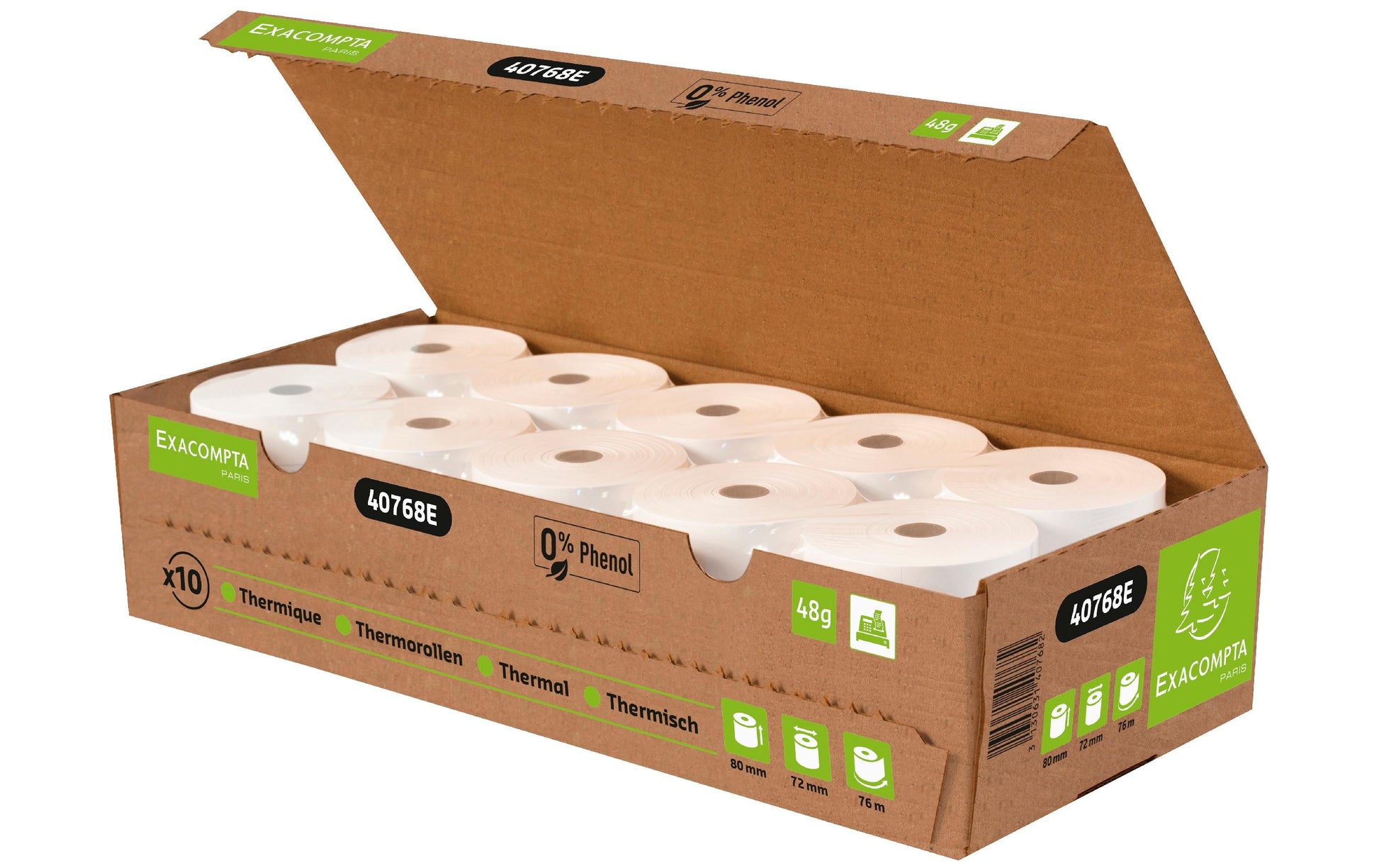 Exacompta Thermorolle 72 mm×76 m, 48 g/m² – 10 Rollen