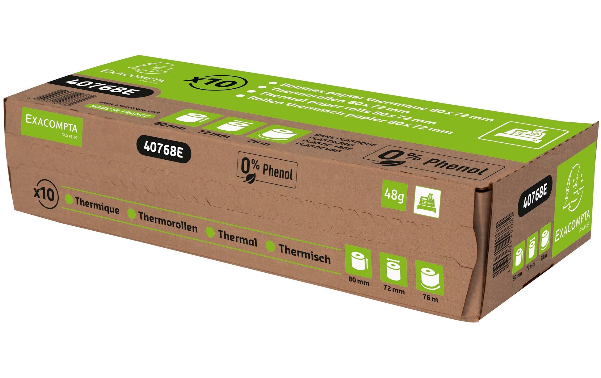 Exacompta Thermorolle 72 mm×76 m, 48 g/m² – 10 Rollen