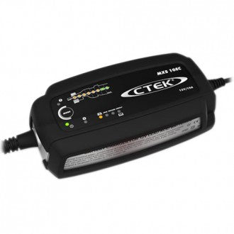 CTEK MXS 10EC Batterieladegerät 12 V/10 A – für Blei-Säure (nass, AGM, Gel u. a.), IP65 – schwarz/silber