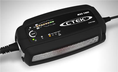CTEK MXS 10EC Batterieladegerät 12 V/10 A – für Blei-Säure (nass, AGM, Gel u. a.), IP65 – schwarz/silber