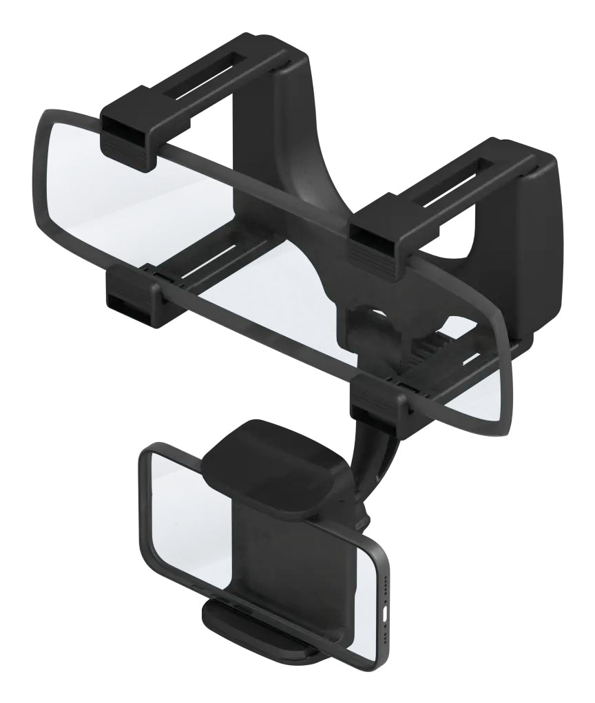 dbramante1928 re-charge Car Holder – Auto-Halterung – drehbar 360°, Spiegel/Spiegelklemme – Schwarz