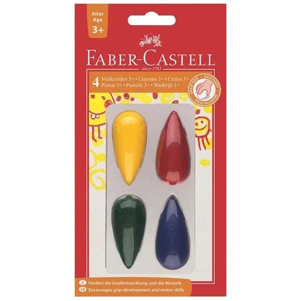 Faber-Castell Buntstifte – 4 Farben, birnenförmig, Kreide