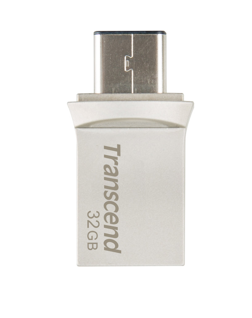 Transcend JetFlash 890 USB-Stick – 32 GB, USB 3.1, COB / USB-A + USB-C / silber