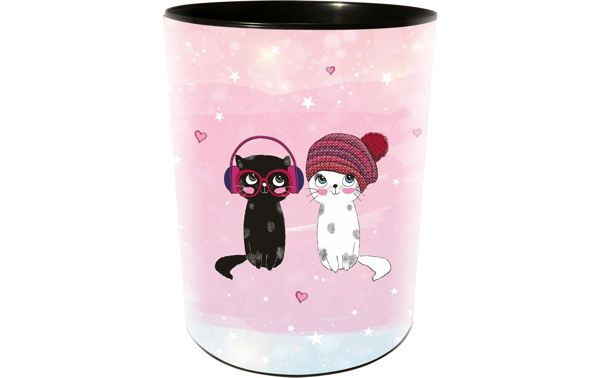 Goldbuch Papierkorb Music for Cats – 10 l – Kunststoff, rund – rosa