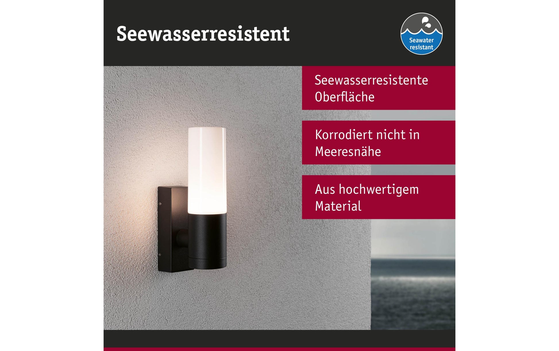 Paulmann Aussenwandleuchte Tralia – 25 cm, 1,2 W, Warmweiss, IP44, Netzbetrieb, Anthrazit, Aluminium