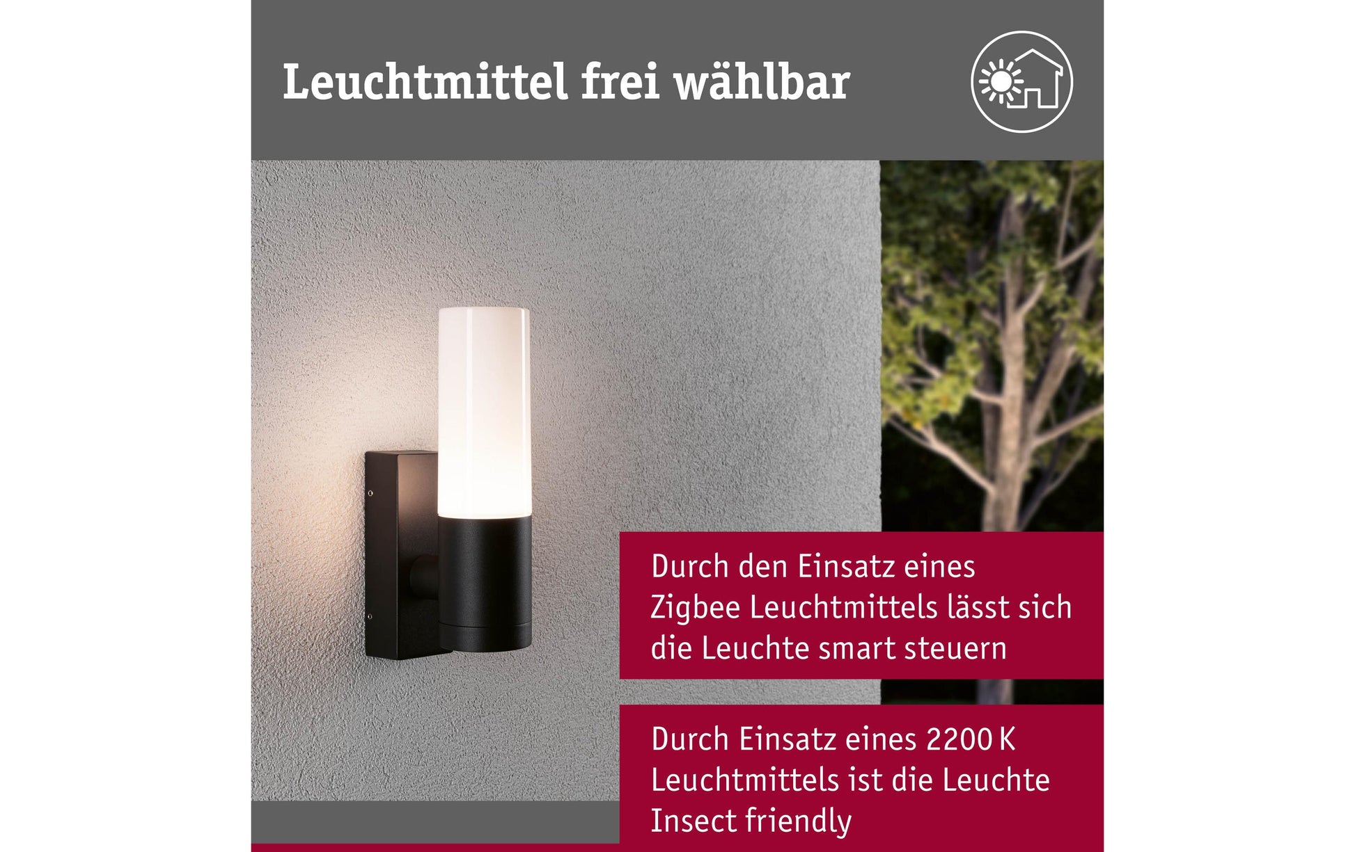 Paulmann Aussenwandleuchte Tralia – 25 cm, 1,2 W, Warmweiss, IP44, Netzbetrieb, Anthrazit, Aluminium