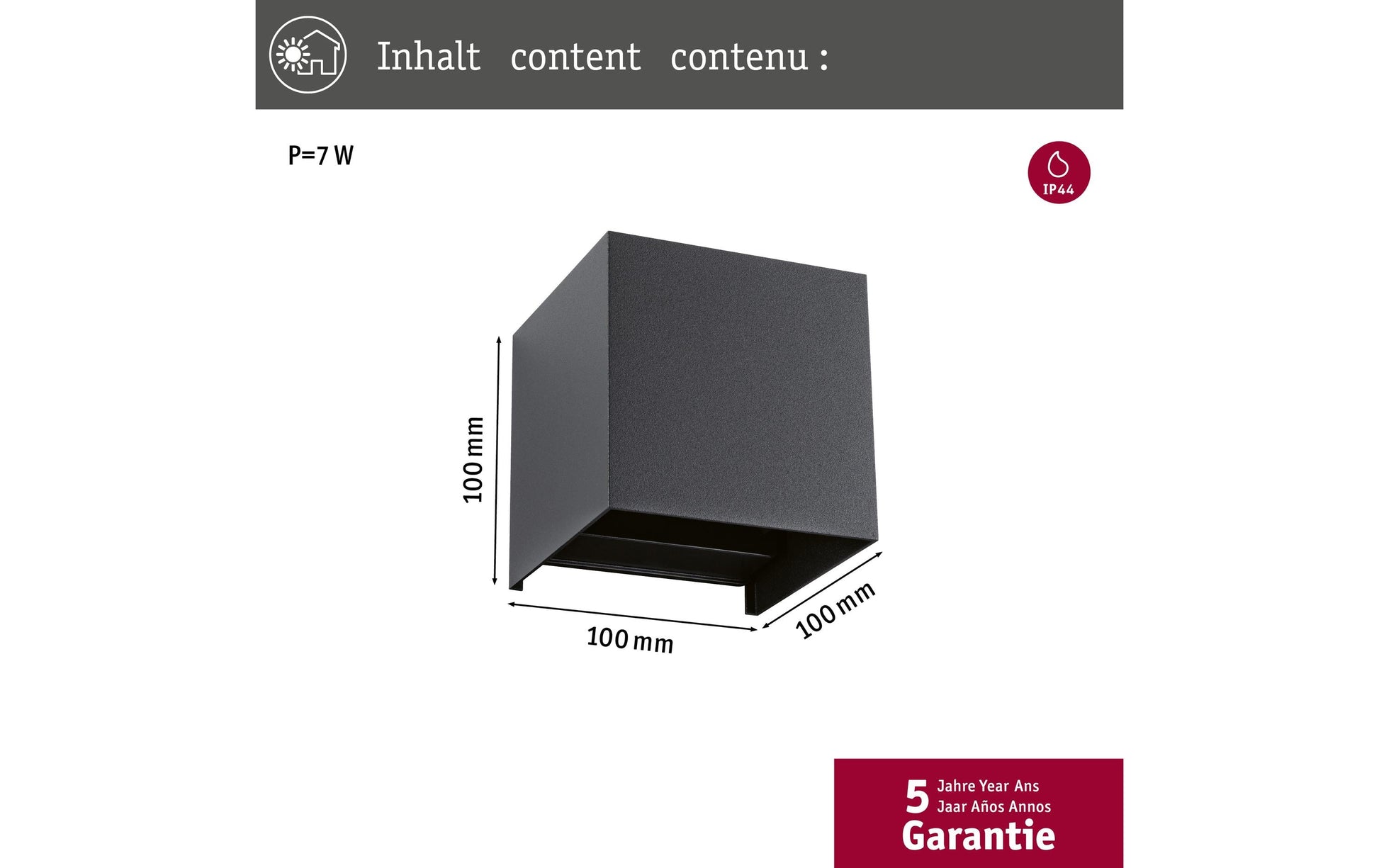 Paulmann Aussenwandleuchte – RGBW, 2000–6500 K, IP44, Netzbetrieb, Zigbee, für ZigBee 3.0, Anthrazit, Aluminium