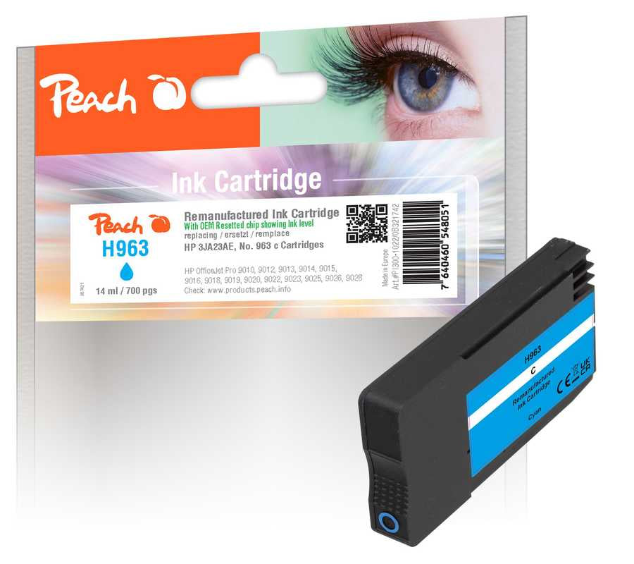 Peach 3JA23AE Cyan Tintenpatrone (Kompatibel) – 700 Seiten – für HP OfficeJet Pro 9010/9012/9013 …