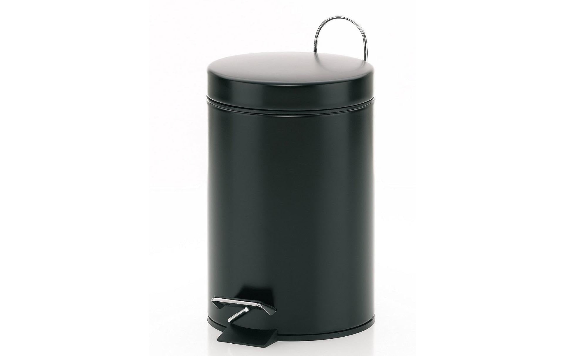 Kela Tisch-Abfallbehälter Monaco – 3 l – mit Deckel – Metall, schwarz – Ø 170 × H 260 mm