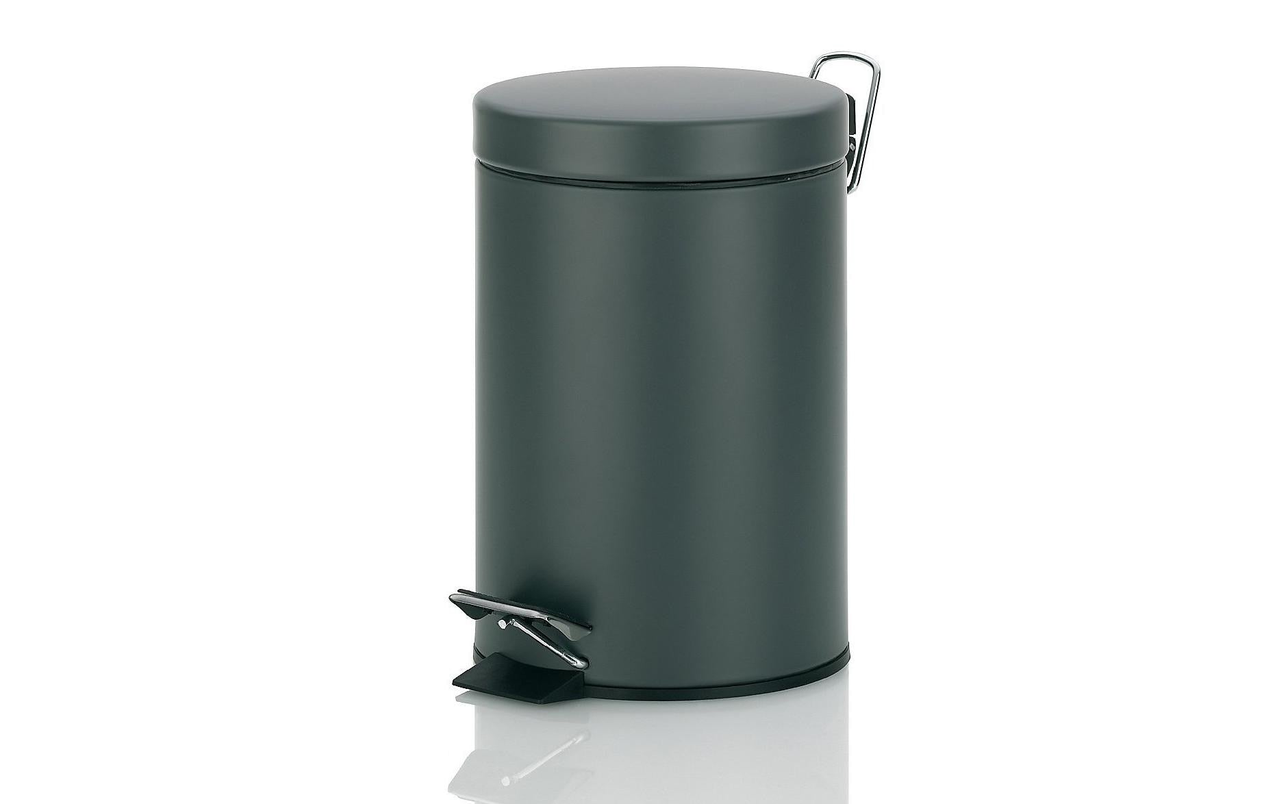 Kela Tisch-Abfallbehälter Monaco – 3 l – mit Deckel – Metall, dunkelgrau – Ø 170 × H 260 mm