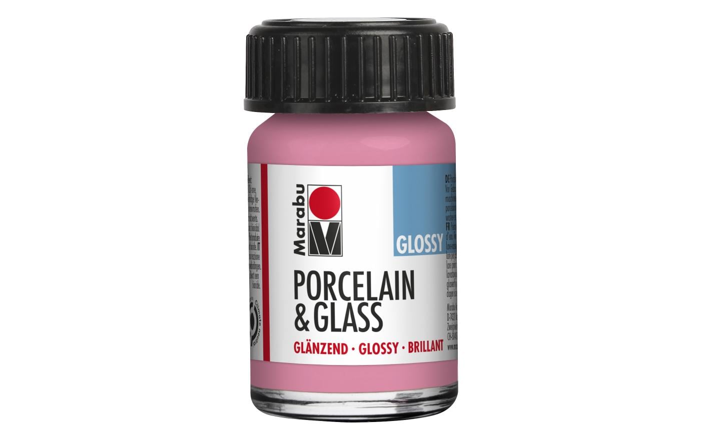 Marabu Porzellan- & Glas Glas- und Porzellanfarbe – Rosa 133, glänzend – 15 ml – für Keramik, Glas
