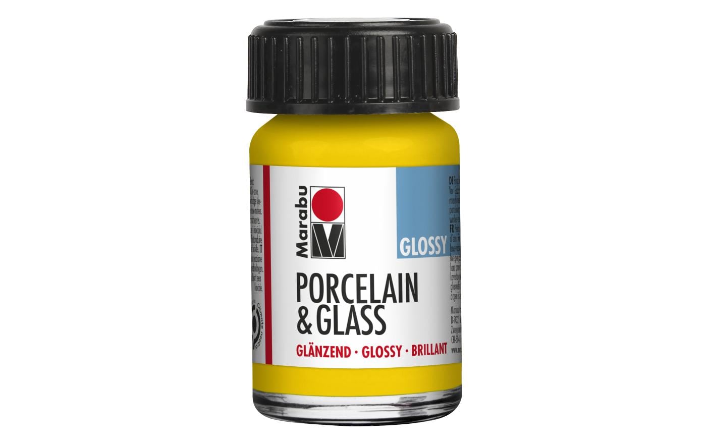 Marabu Fenstermalfarbe – Gelb 220, glänzend, lichtecht – 15 ml – für Keramik, Glas