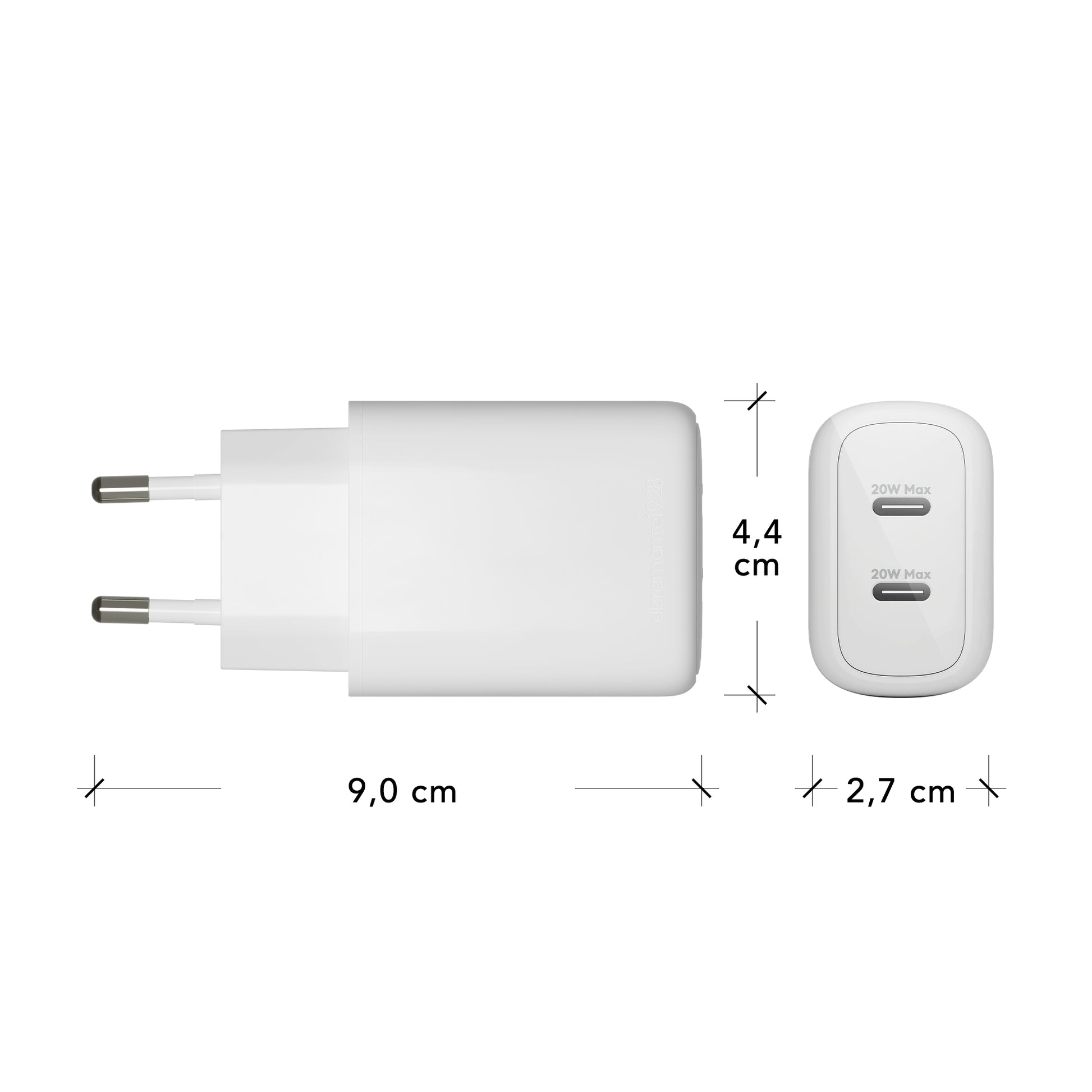dbramante1928 Netzteil (EU) – 20 W, 2× USB-C, GaN – für universelle Geräte