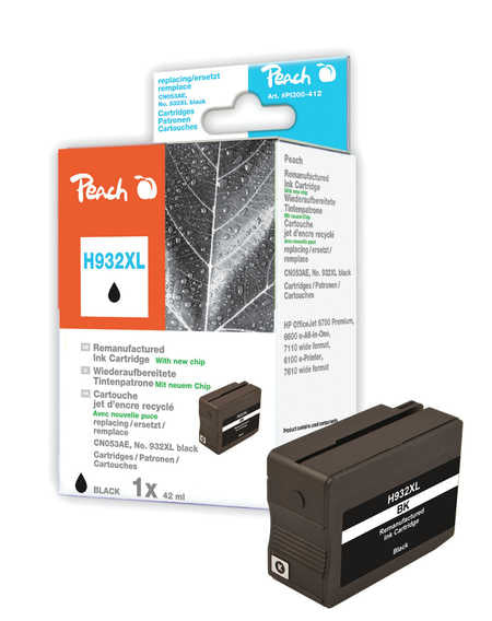 Peach 932XL Schwarz Tintenpatrone (Kompatibel) – 1'510 Seiten – für HP OfficeJet 6100/6600/6700 …