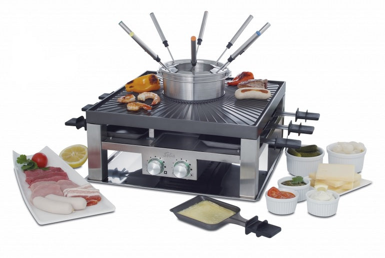 Solis Raclette-Kombination 977.20 – 8 Personen, 1200 W – Schwarz/Edelstahl