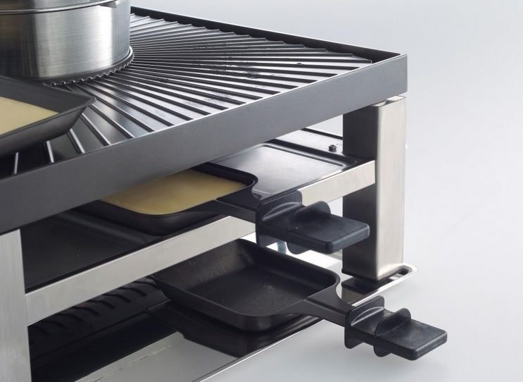 Solis Raclette-Kombination 977.20 – 8 Personen, 1200 W – Schwarz/Edelstahl
