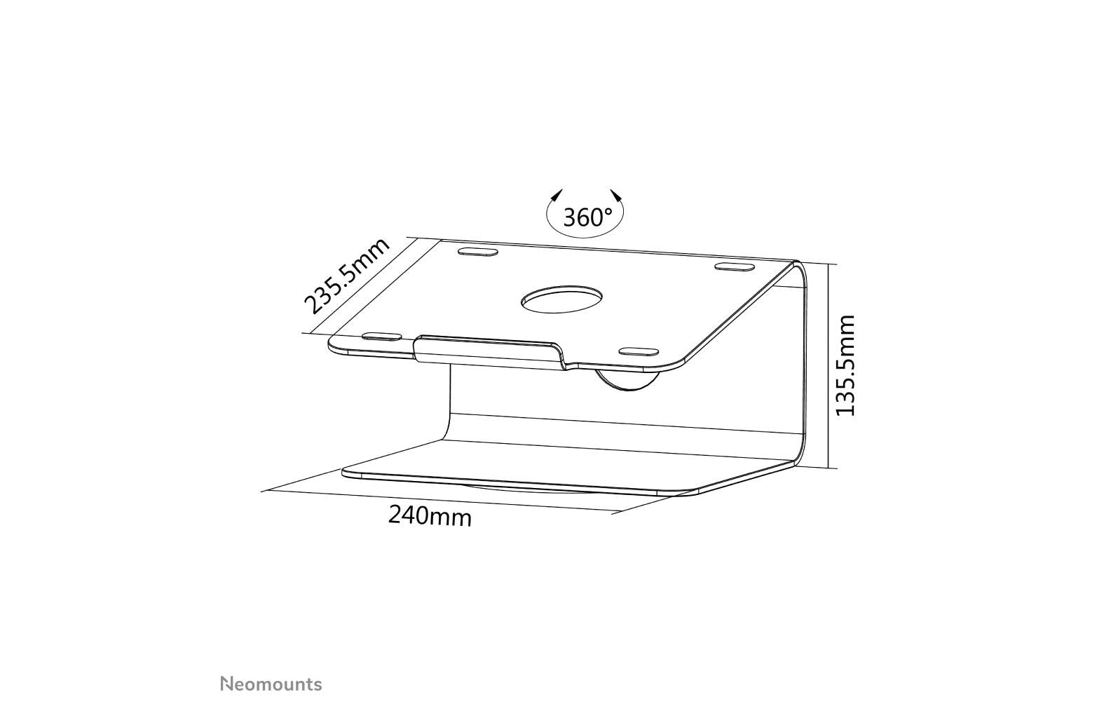 Neomounts Laptop-Ständer – bis 17", 360° drehbar, bis 5 kg – Silber