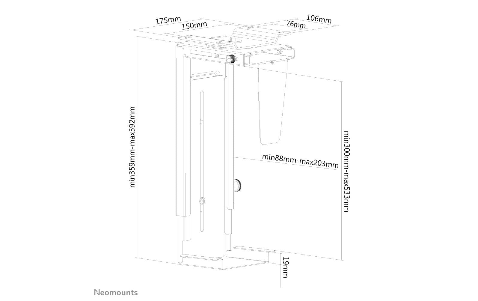Neomounts NM-CPU100BLACK – Gerätehalterung (Tablet/Panel) – bis 10 kg – drehbar, höhenverstellbar – Schwarz
