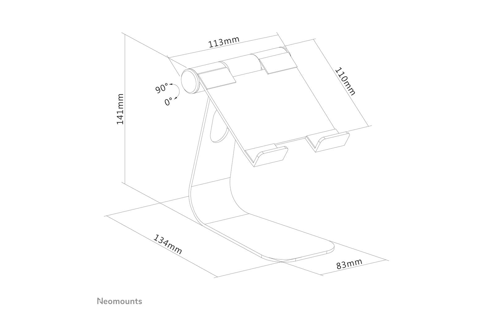 Neomounts Tablet-Ständer für iPad Pro 11" (4. Gen.) – faltbar, Aluminium – Silber