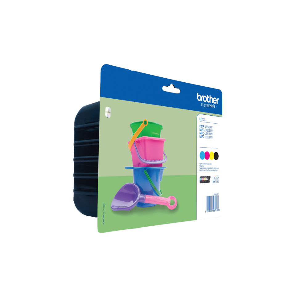 Brother Tintenpatronen-Multipack LC-221, CMYK, 4er-Pack, original – für DCP-J562DW, MFC-J480DW, MFC-J880DW