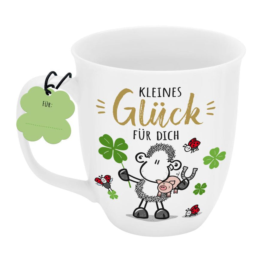 Sheepworld Tasse Glück – 400 ml, Ø 9,0 cm, H 10,0 cm, Keramik, Weiss