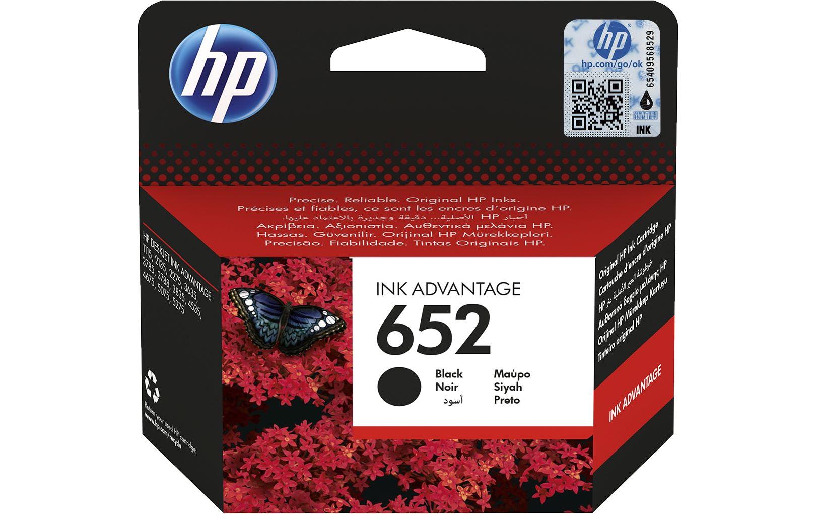 HP 652 Schwarz Tintenpatrone (Original) – 360 Seiten – für DeskJet 3787 – F6V25AE
