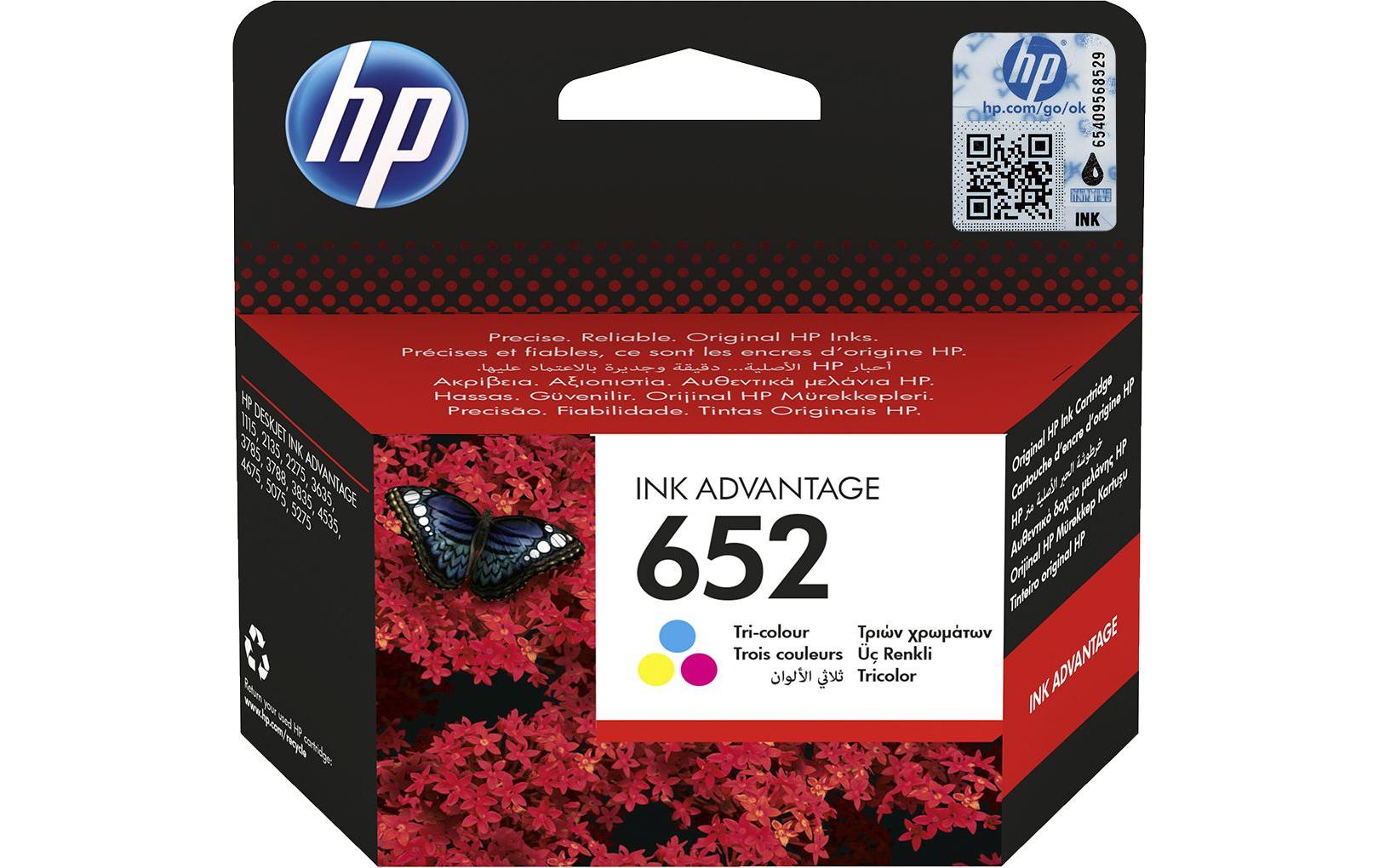 HP 652 Tintenpatronen-Multipack, Dreifarbig (Original) – für DeskJet 3787 – F6V24AE