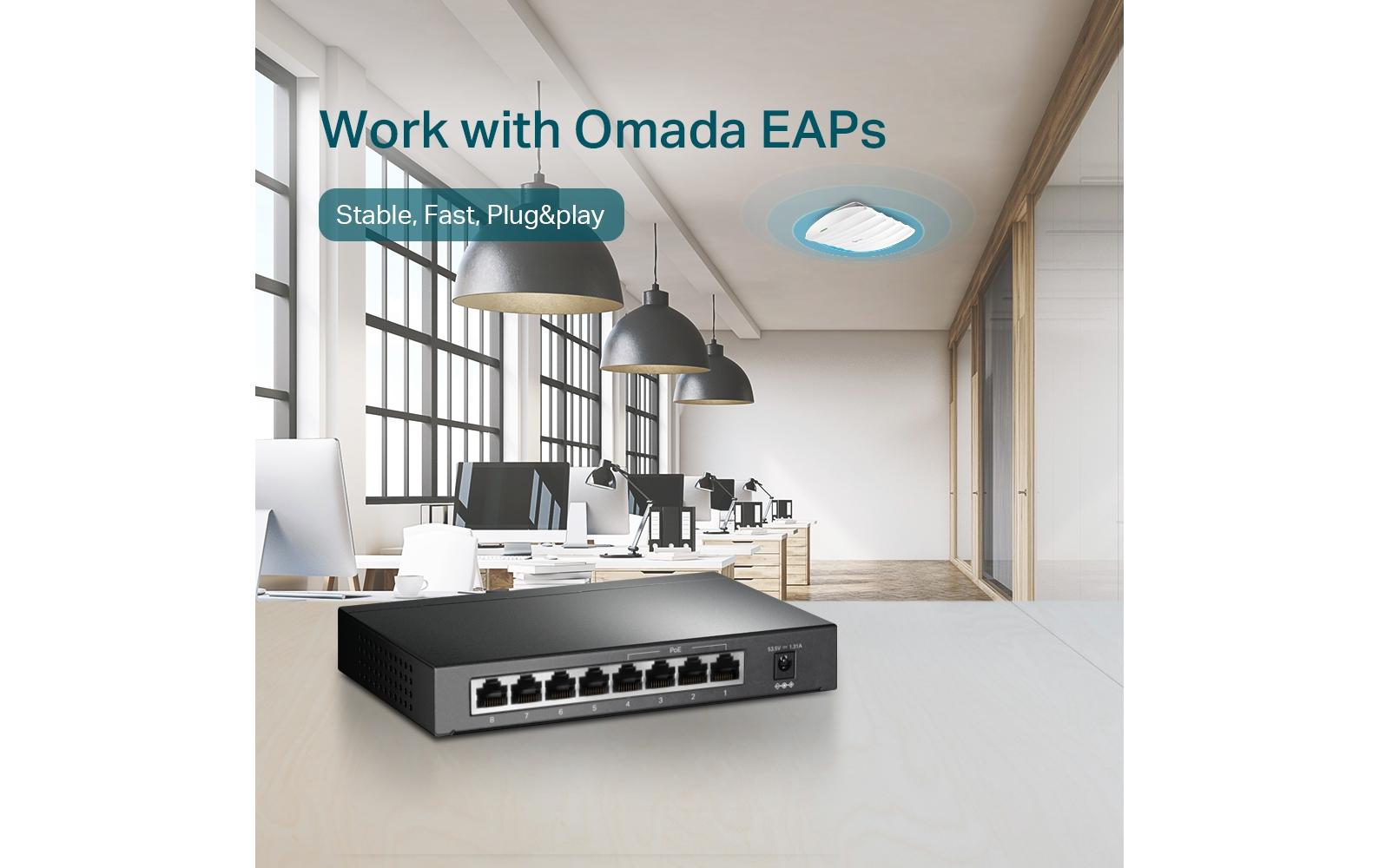 TP-Link TL-SG1008P – Switch (unmanaged) – 8×GbE, 4×PoE