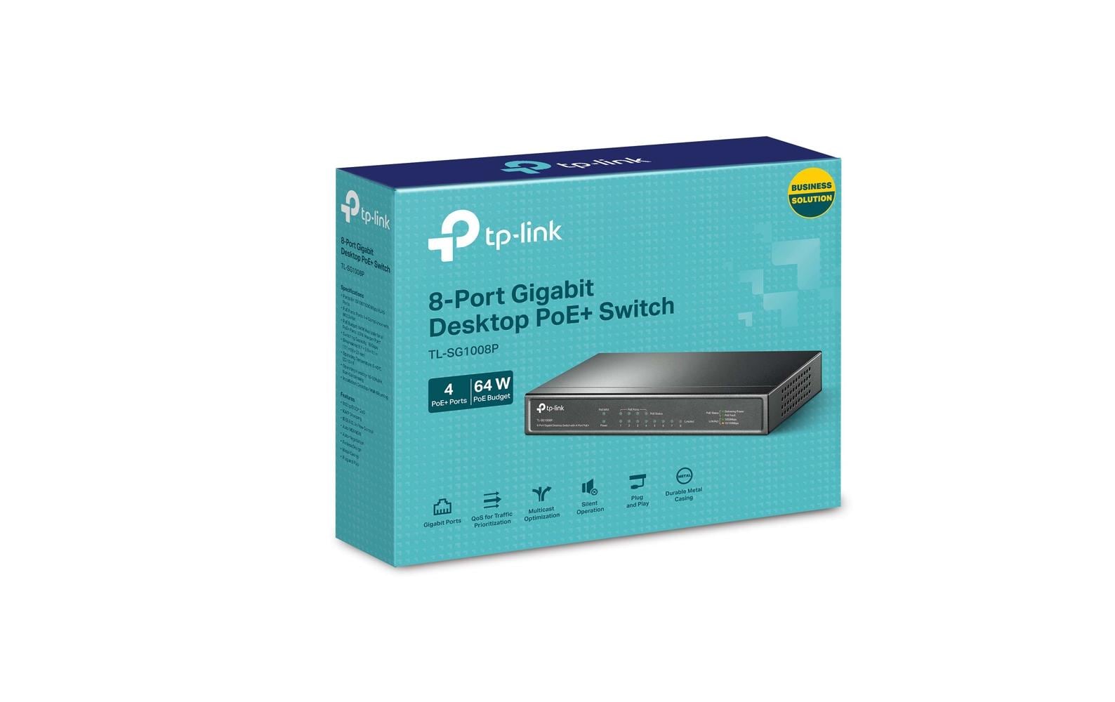 TP-Link TL-SG1008P – Switch (unmanaged) – 8×GbE, 4×PoE