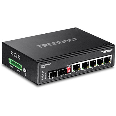TRENDnet TI-G62 – Unmanaged L2 Switch – 6× 1G, 2× SFP (1× geteilt), DIN-Rail, IP30