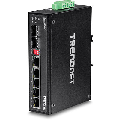 TRENDnet TI-G62 – Unmanaged L2 Switch – 6× 1G, 2× SFP (1× geteilt), DIN-Rail, IP30