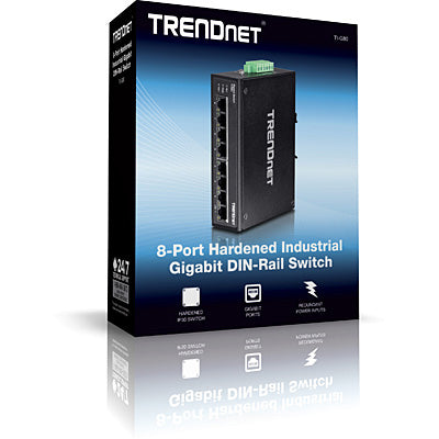 TRENDnet TI-G80 – Unmanaged L2 Switch – 8× 1G, DIN-Rail