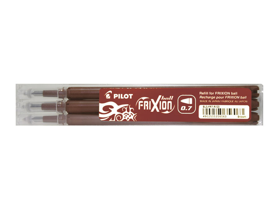 Pilot FriXion BLS-FR7 Rollerpatrone – Braun, 0,7 mm, für FriXion Ball, FriXion Slim, FriXion Clicker, 3er-Pack