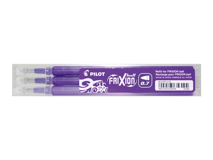 Pilot Rollerpatronen FriXion für Ball, Clicker, LX + 1 weitere – violett, 0,7 mm, löschbar, geruchsarm, 3 Stk.