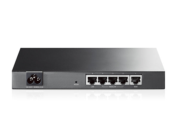 TP-Link TL-R470T+ – Enterprise-Router, 5x LAN (Fast Ethernet), Multi-WAN, Rack 1U, Schwarz