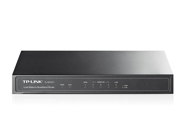 TP-Link TL-R470T+ – Enterprise-Router, 5x LAN (Fast Ethernet), Multi-WAN, Rack 1U, Schwarz