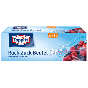 Toppits Gefrierbeutel 1 l, 19 × 20 cm, Polyethylen (PE), 40 Stk., durchscheinend