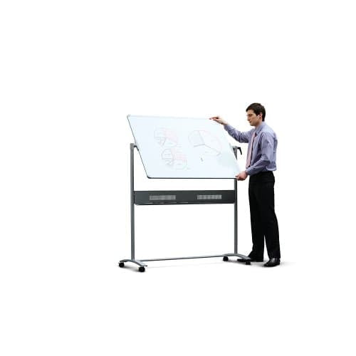 Nobo Whiteboard – 120 × 90 cm, Stahl, magnetisch, mobil, beidseitig, drehbar, inkl. Stiftablage