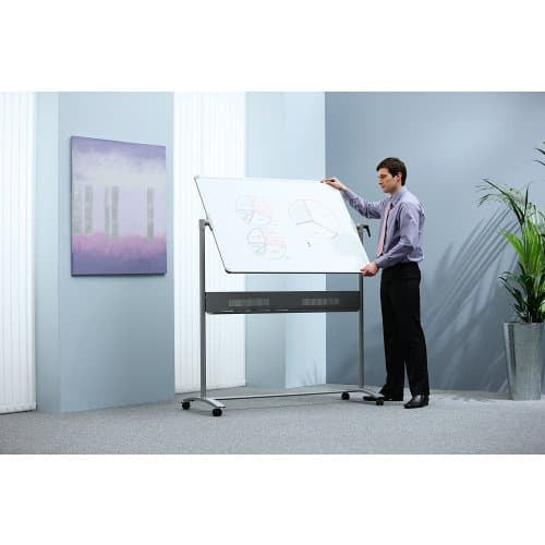 Nobo Whiteboard – 150 × 120 cm, lackierter Stahl, magnetisch, Alu-Rahmen, mit Ständer, beidseitig, drehbar