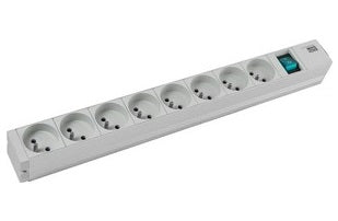 Bachmann Rack-PDU Basic 1U, 8×UTE, Eingang Schutzkontaktwinkelstecker, 2 m – grau