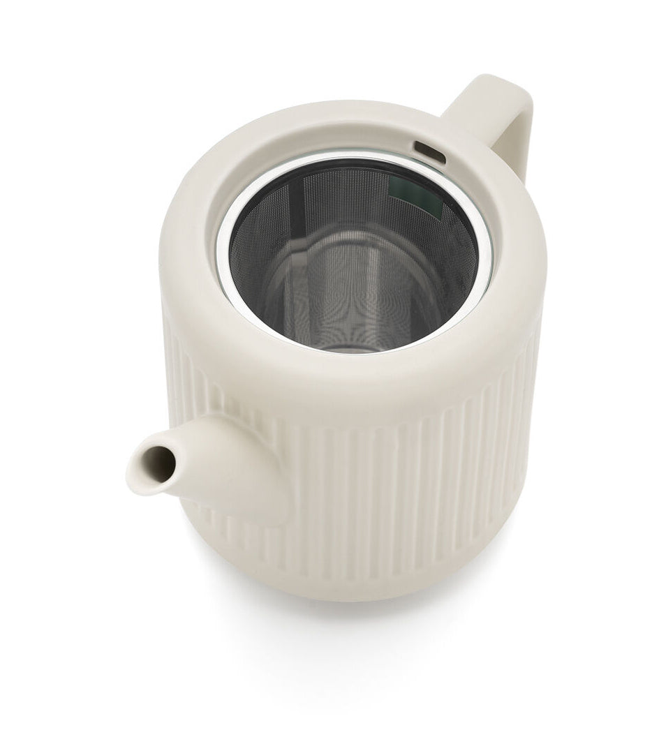 Bredemeijer Teekanne – 1,2 l, 12,5 × 15,5 × 22,5 cm, Porzellan/Edelstahl, Weiss, mit Edelstahlfilter