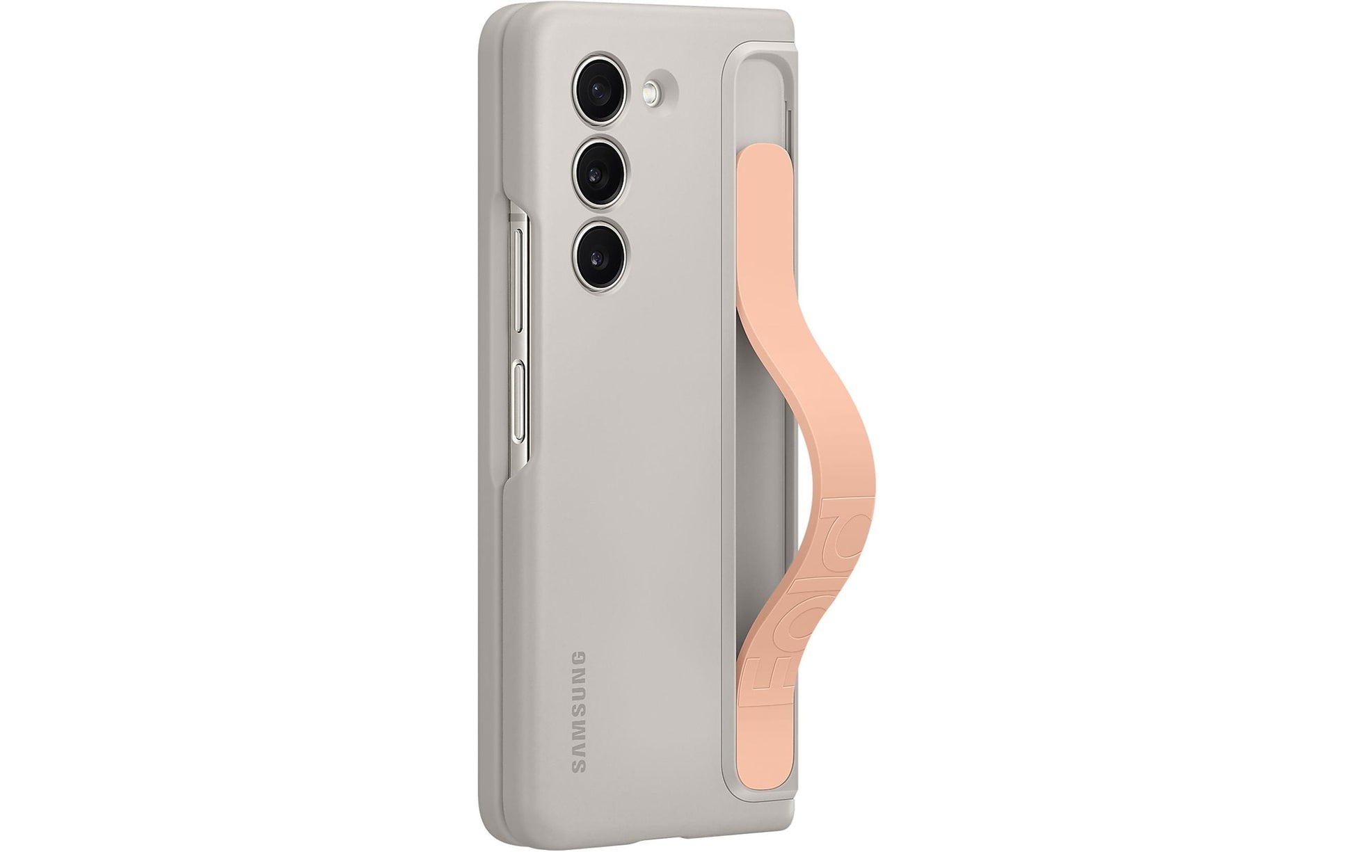 Samsung Fold Backcover – für Samsung Galaxy Z Fold5, mit Ständer, Kunststoff, Sand, mit Trageschlaufe