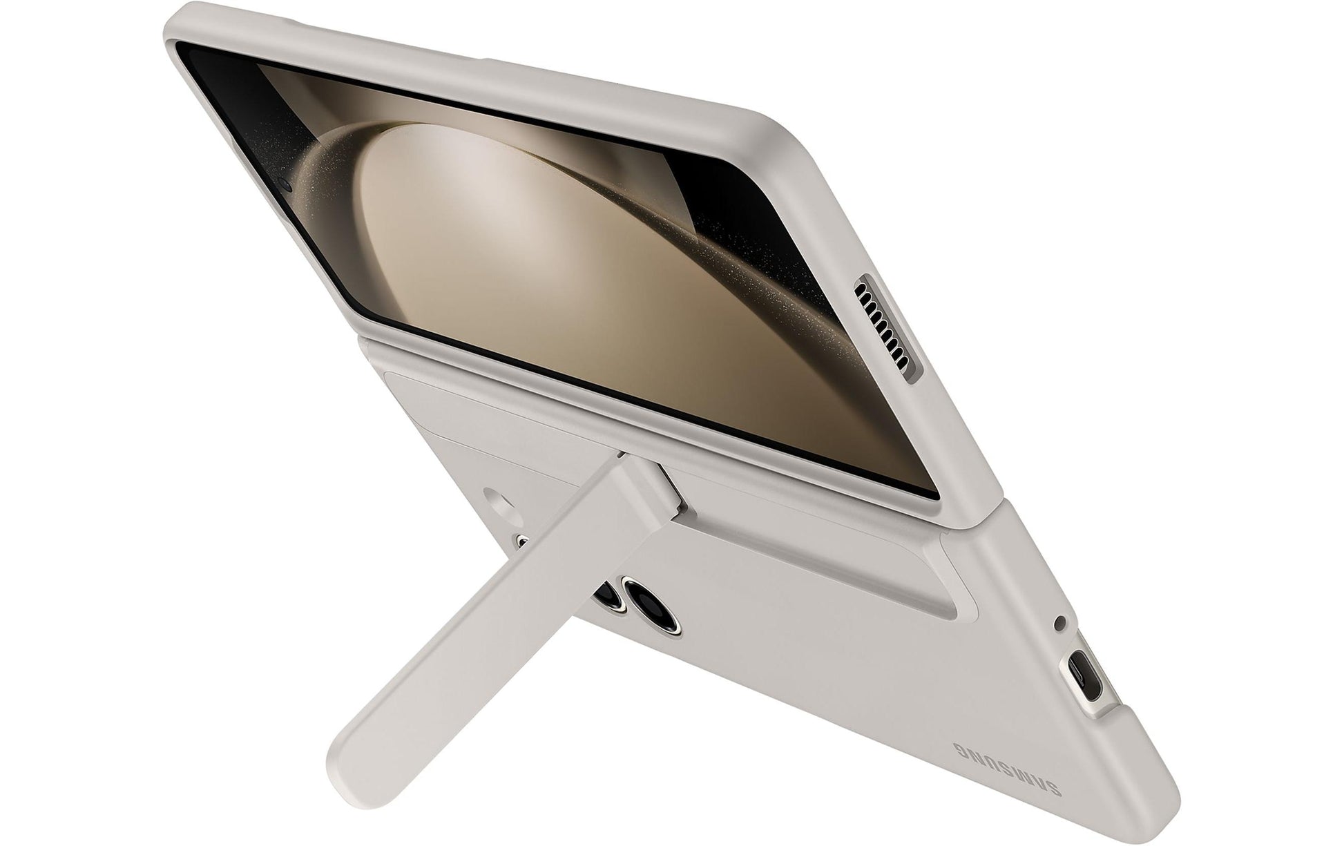 Samsung Fold Backcover – für Samsung Galaxy Z Fold5, mit Ständer, Kunststoff, Sand, mit Trageschlaufe