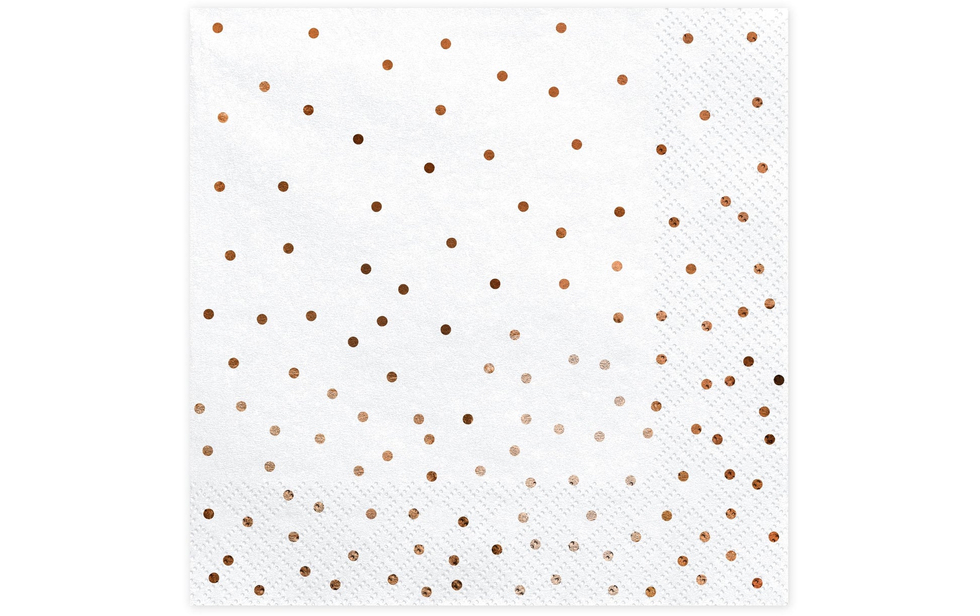 PartyDeco Servietten Gepunktet Weiss/Roségold – 33 × 33 cm, 3-lagig – 20 Stück